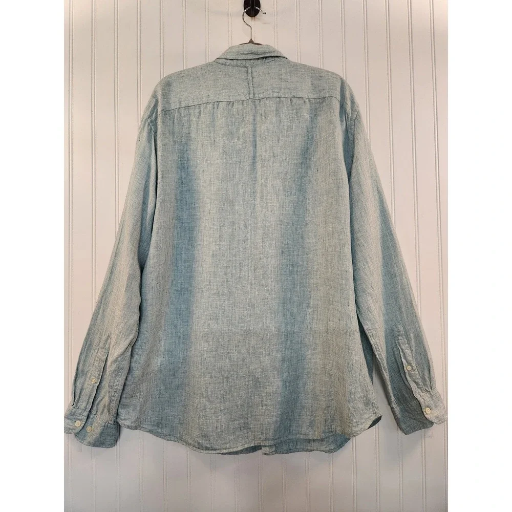 Banana Republic Light Blue 100% Linen‎ Shirt Mens XL  Long Sleeve Button Down